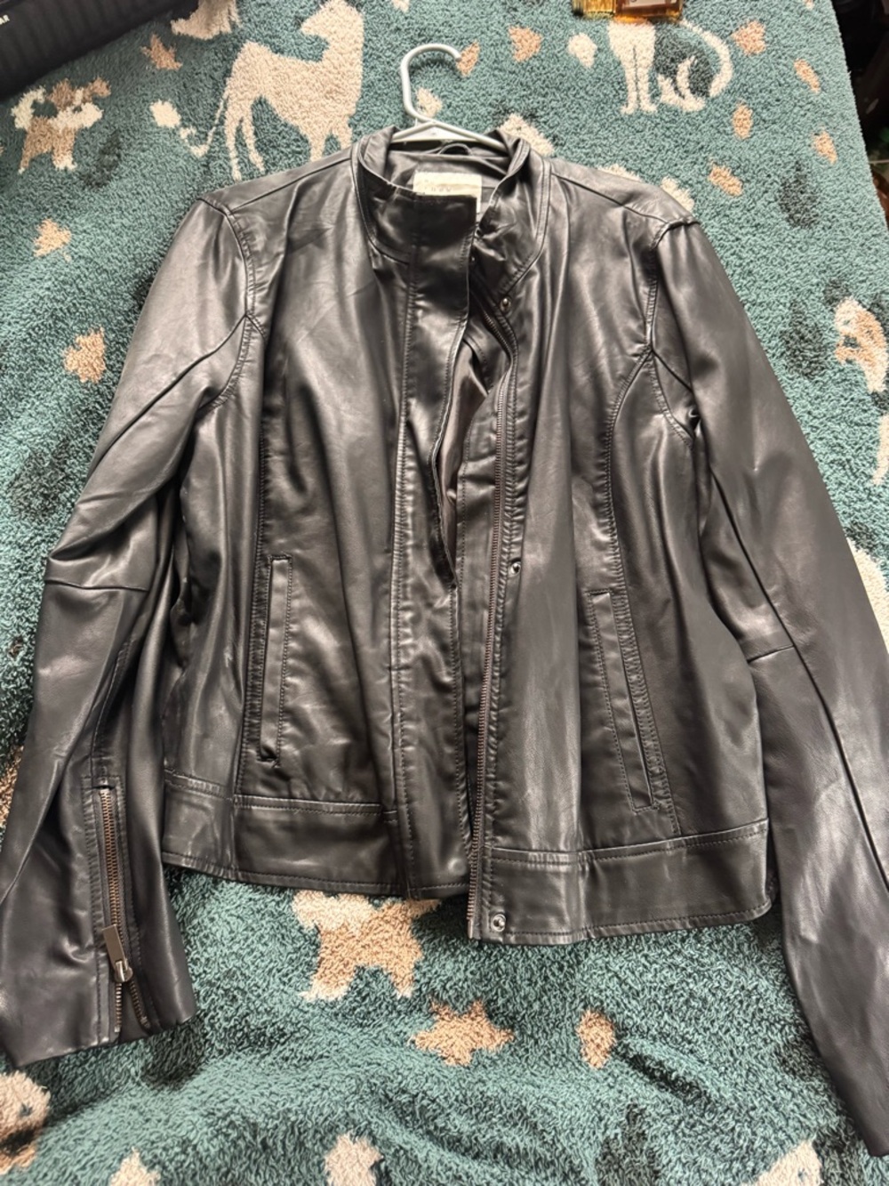 a new day Black Leather Moto Jacket- Women’s XL
